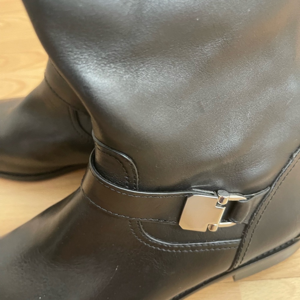 Coach Black Leather Over the Knee Boots with Silver Zipper - Picture 5 of 9